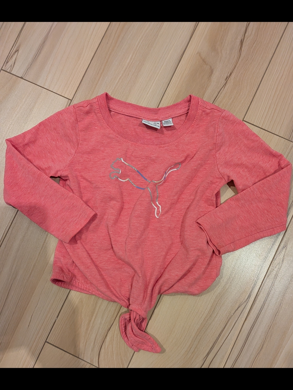 5 for 25$ Puma Coral Pink Long-Sleeve Tie-Hem Tee